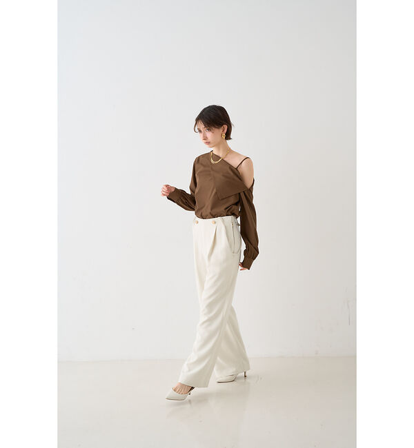 Rouge vif「【新色登場】【一部店舗限定】アシメオフショルブラウス」|シャツ・ブラウス|