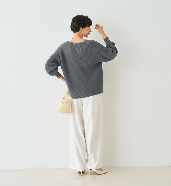 Rouge vif「片畦ハートVネックコットンプルオーバーニット【予約】」|ニット・セーター|