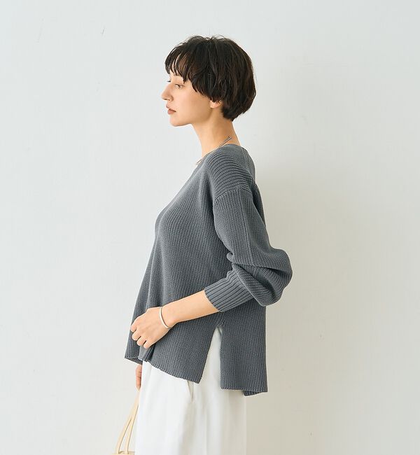 Rouge vif「片畦ハートVネックコットンプルオーバーニット【予約】」|ニット・セーター|