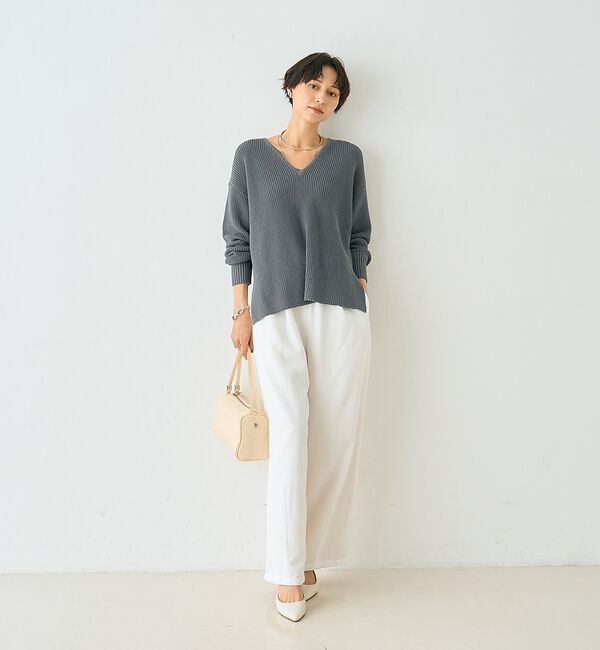 Rouge vif「片畦ハートVネックコットンプルオーバーニット【予約】」|ニット・セーター|