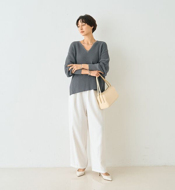 Rouge vif「片畦ハートVネックコットンプルオーバーニット【予約】」|ニット・セーター|