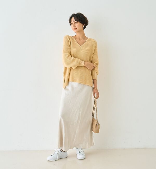 Rouge vif「片畦ハートVネックコットンプルオーバーニット【予約】」|ニット・セーター|