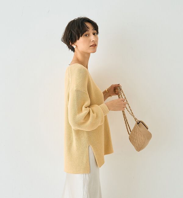 Rouge vif「片畦ハートVネックコットンプルオーバーニット【予約】」|ニット・セーター|