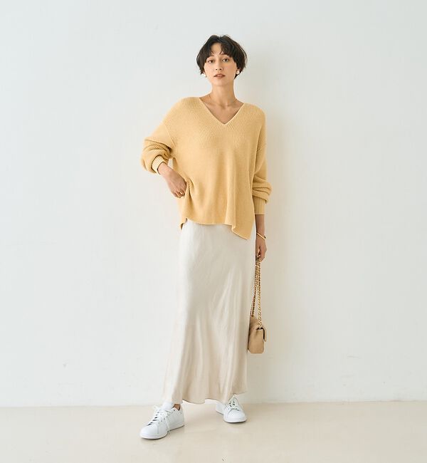 Rouge vif「片畦ハートVネックコットンプルオーバーニット【予約】」|ニット・セーター|