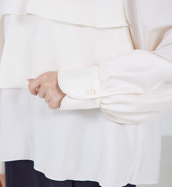 qualite「ブライトツイルティアードブラウス」|シャツ・ブラウス|