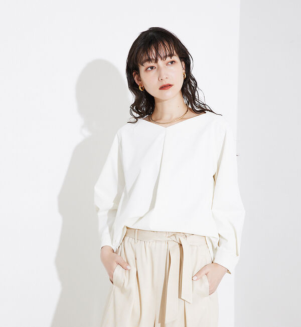 qualite「2WAYストレッチタックブラウス」|シャツ・ブラウス|