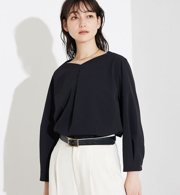 qualite「2WAYストレッチタックブラウス」|シャツ・ブラウス|
