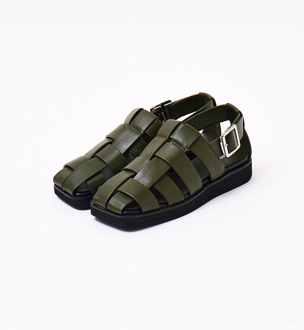 AU BANNISTER「【LAROUTE】スクエアメッシュサンダル」|サンダル|カーキ