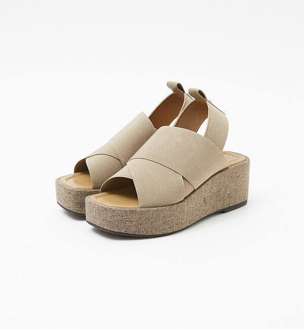 AU BANNISTER「エラスティッククロスウェッジサンダル」|サンダル|ベージュ