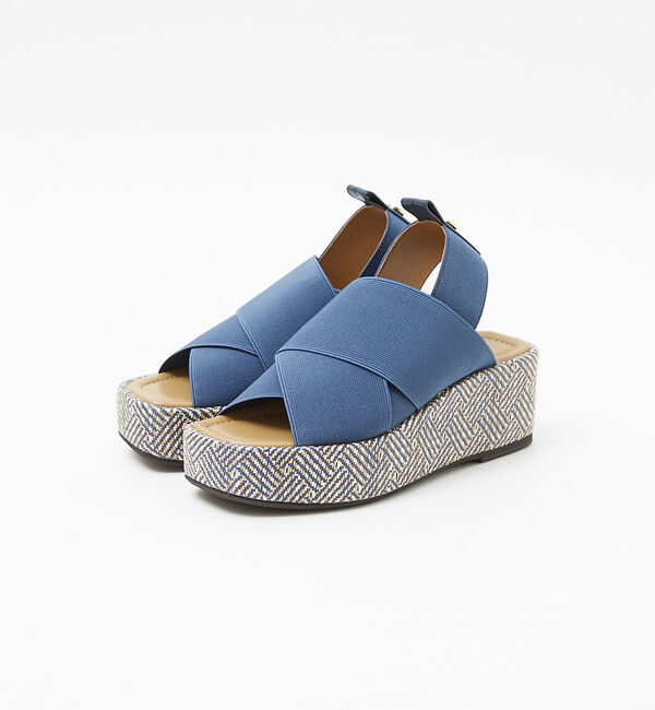 AU BANNISTER「エラスティッククロスウェッジサンダル」|サンダル|ブルー