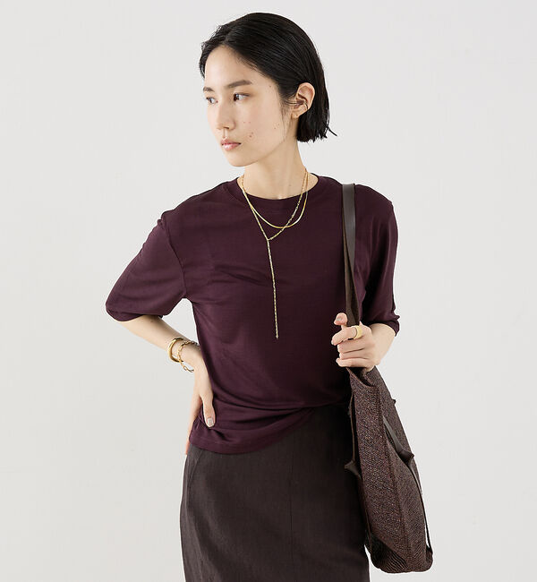 The Store by C' 「【COCUCA】ウォッシャブルシルクTee」|Tシャツ・カットソー|チョコ