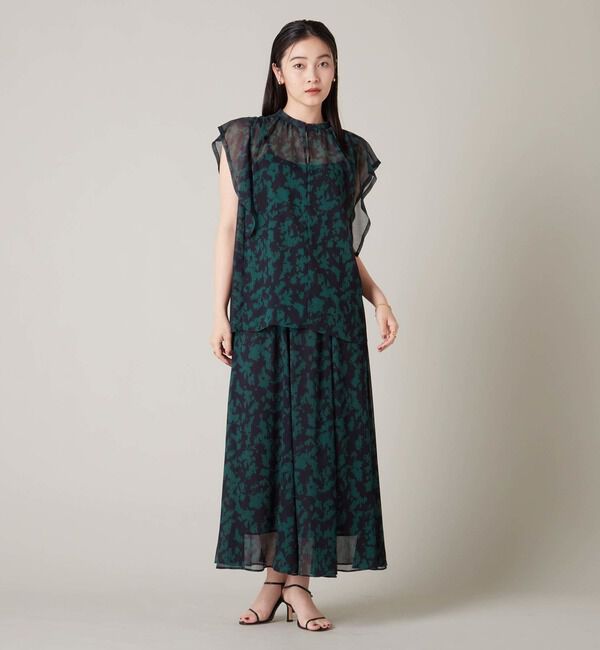 Liesse「プリント楊柳フレンチスリーブブラウス」|シャツ・ブラウス|