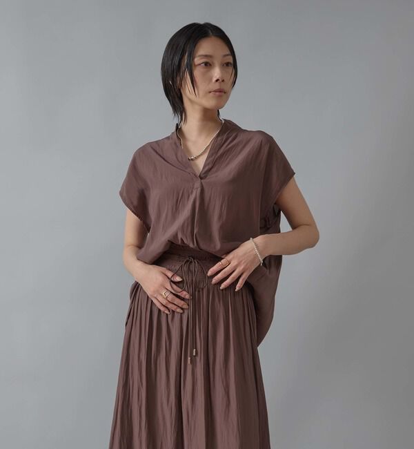 Liesse「バックギャザーブラウス」|シャツ・ブラウス|ブラウン