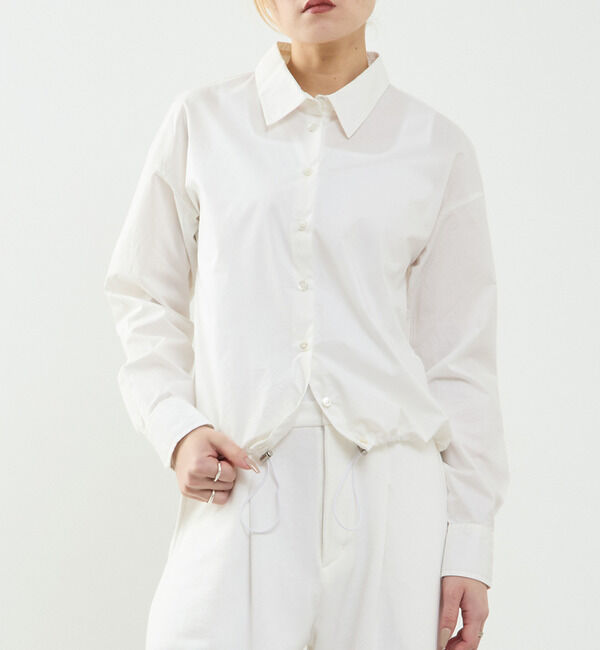 SOFFITTO「ビジュー付裾ドローストリングブラウス」|シャツ・ブラウス|オフホワイト