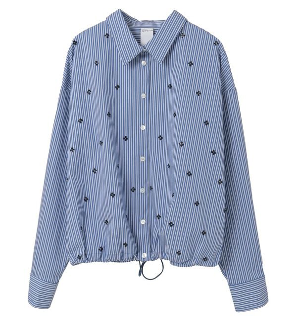 SOFFITTO「ビジュー付裾ドローストリングブラウス」|シャツ・ブラウス|