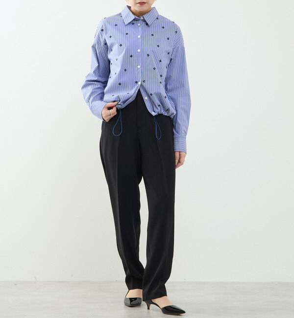 SOFFITTO「ビジュー付裾ドローストリングブラウス」|シャツ・ブラウス|