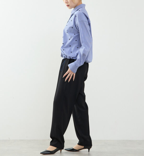 SOFFITTO「ビジュー付裾ドローストリングブラウス」|シャツ・ブラウス|