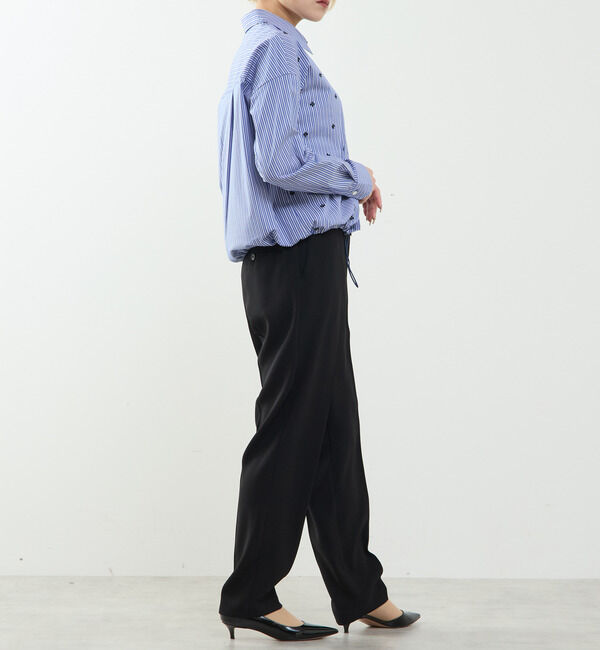 SOFFITTO「ビジュー付裾ドローストリングブラウス」|シャツ・ブラウス|