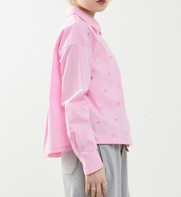 SOFFITTO「ビジュー付裾ドローストリングブラウス」|シャツ・ブラウス|