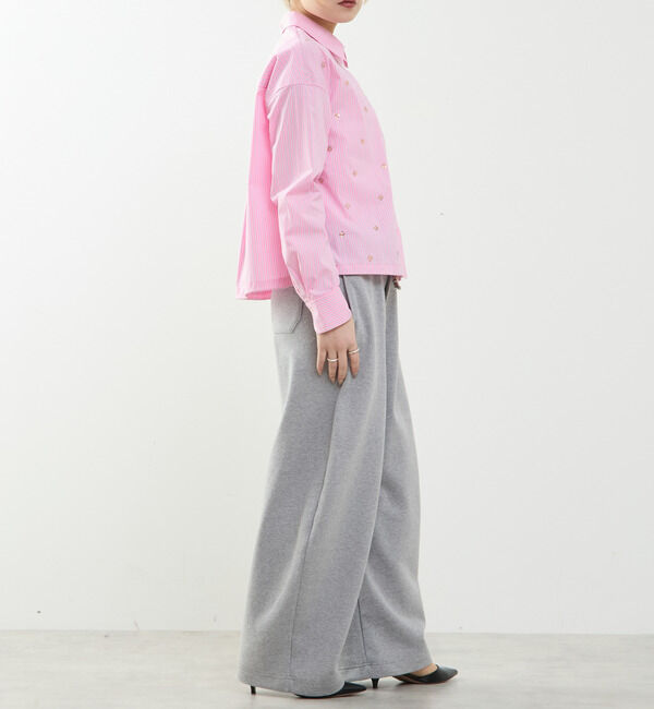 SOFFITTO「ビジュー付裾ドローストリングブラウス」|シャツ・ブラウス|