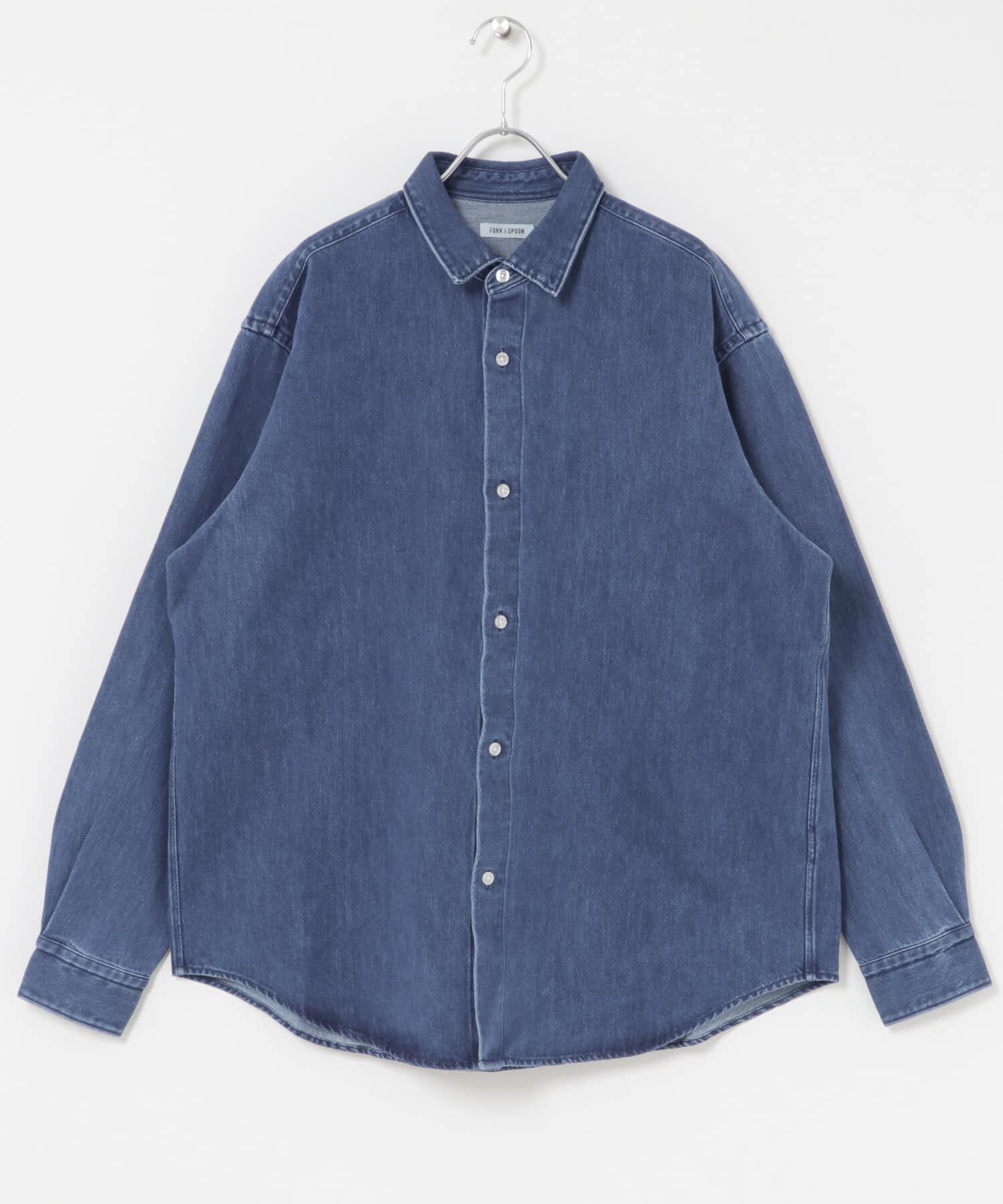URBAN RESEARCH DOORS「FORK&SPOON　ペーパーデニムシャツ」|シャツ・ブラウス|ブルー