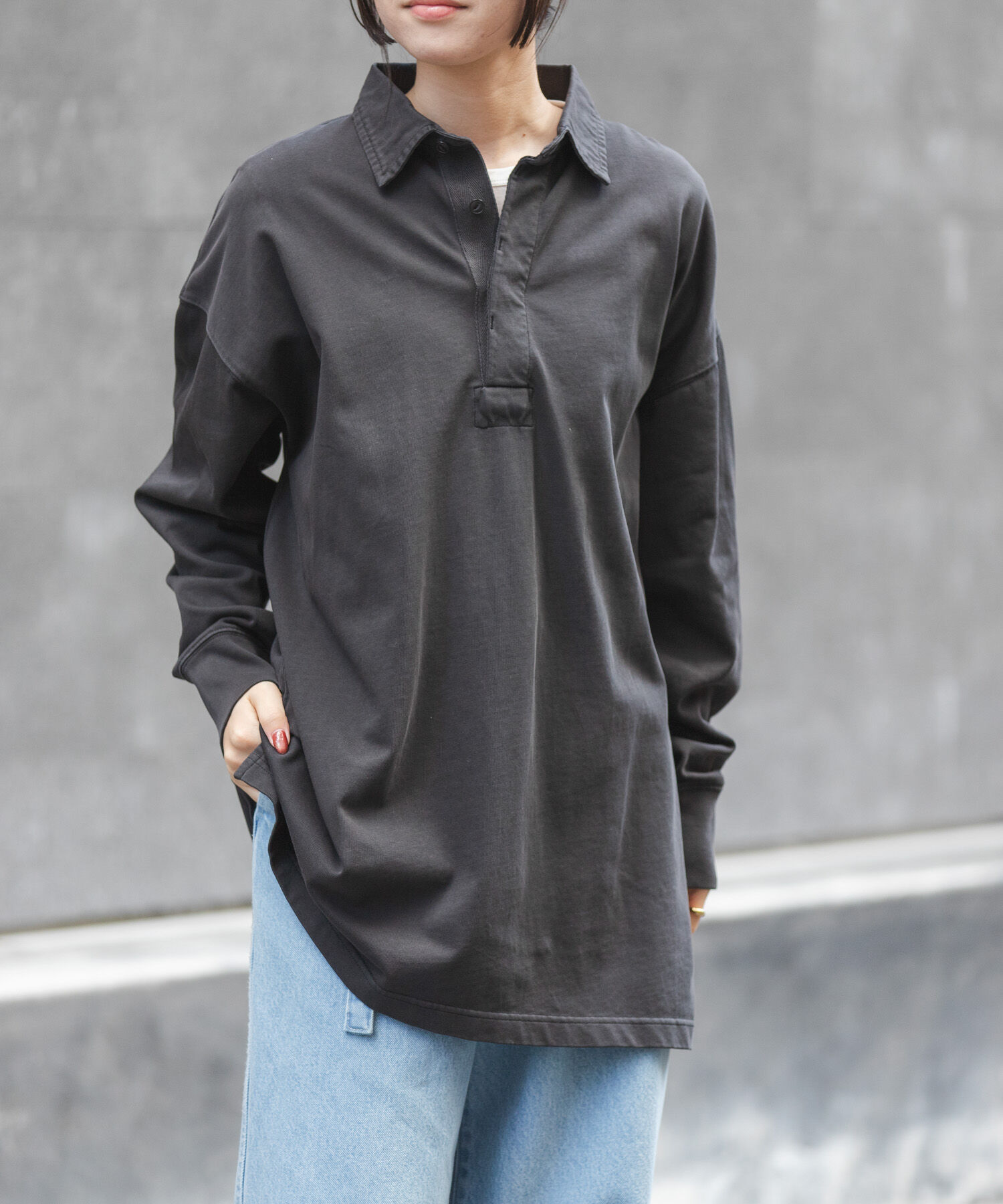 URBAN RESEARCH DOORS「FORK&SPOON　ガーメントダイビッグラガーシャツ」|Tシャツ・カットソー|チャコールグレー