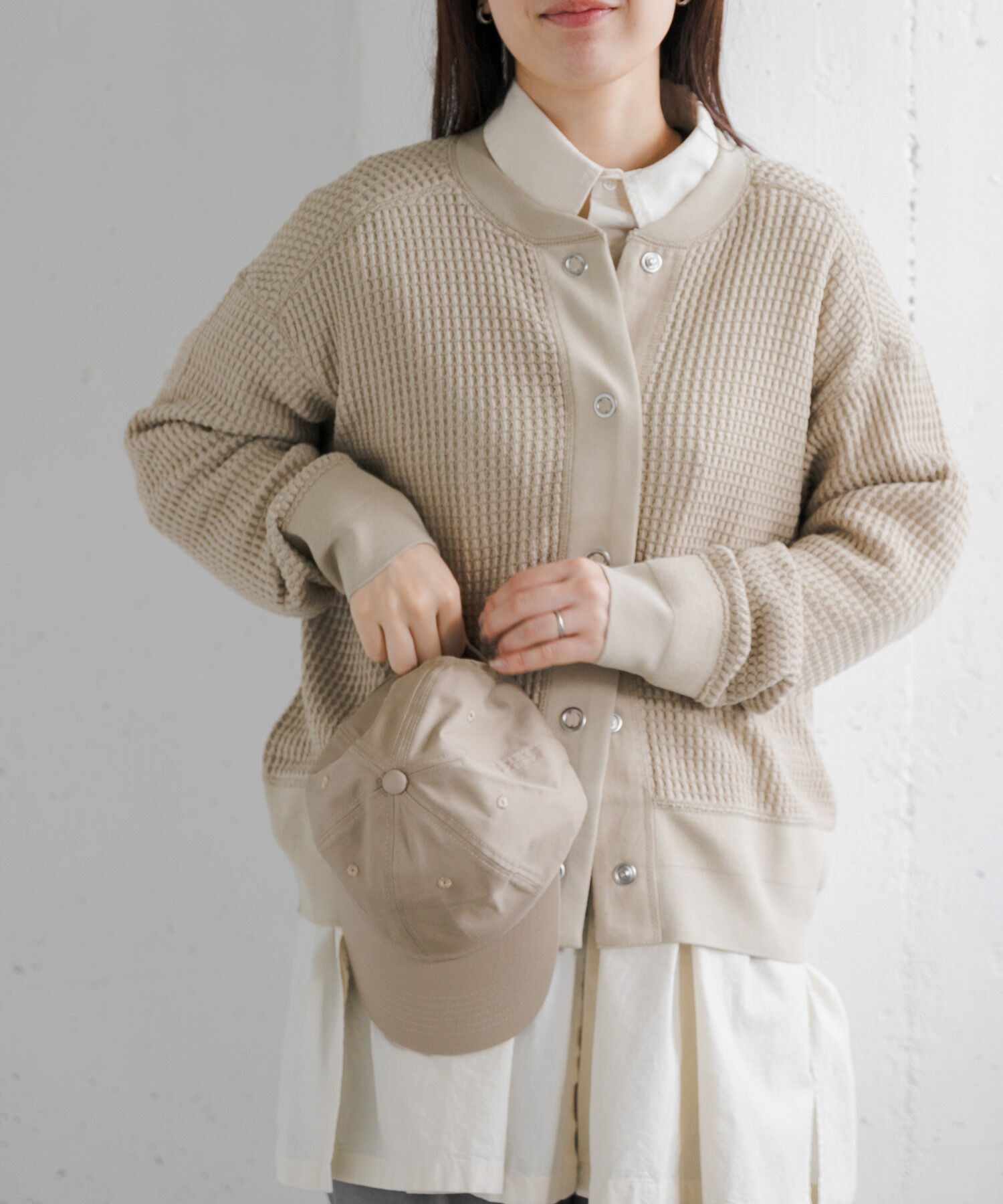URBAN RESEARCH DOORS「FORK&SPOON　ワッフルカーディガン」|カーディガン|ベージュ