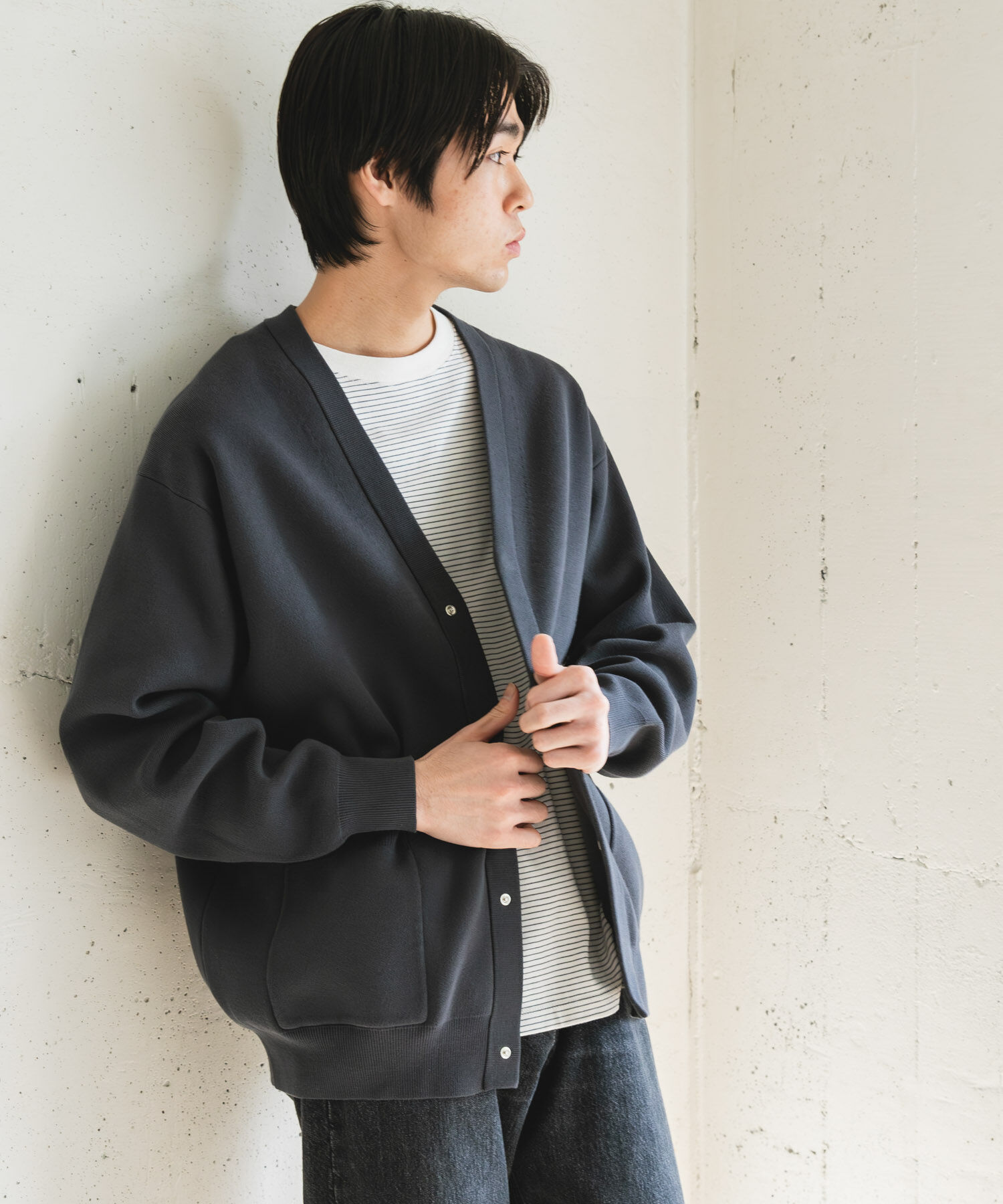 URBAN RESEARCH DOORS「『UR TECH Renew Knit』Vネックカーディガン」|カーディガン|