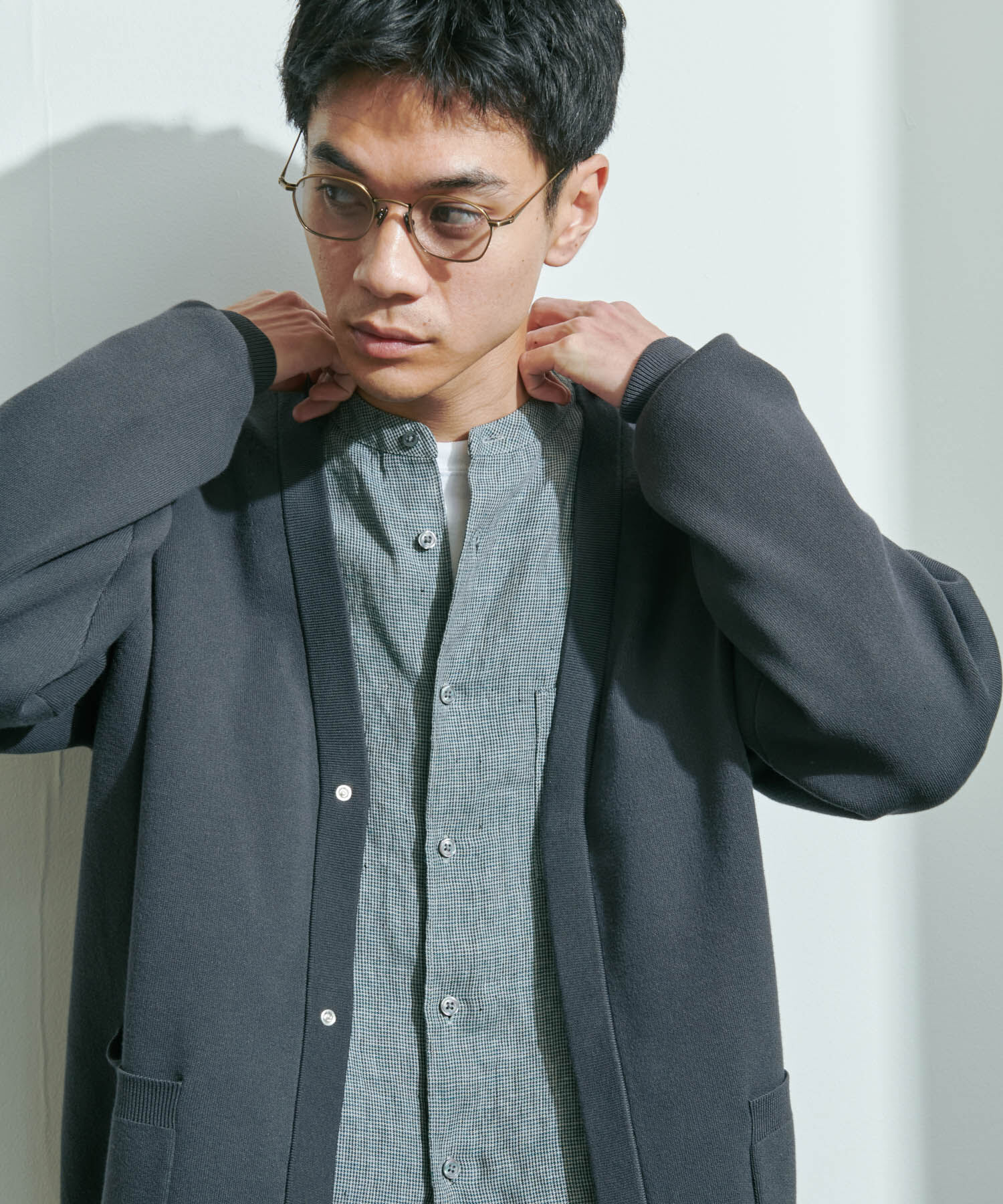 URBAN RESEARCH DOORS「『UR TECH Renew Knit』Vネックカーディガン」|カーディガン|