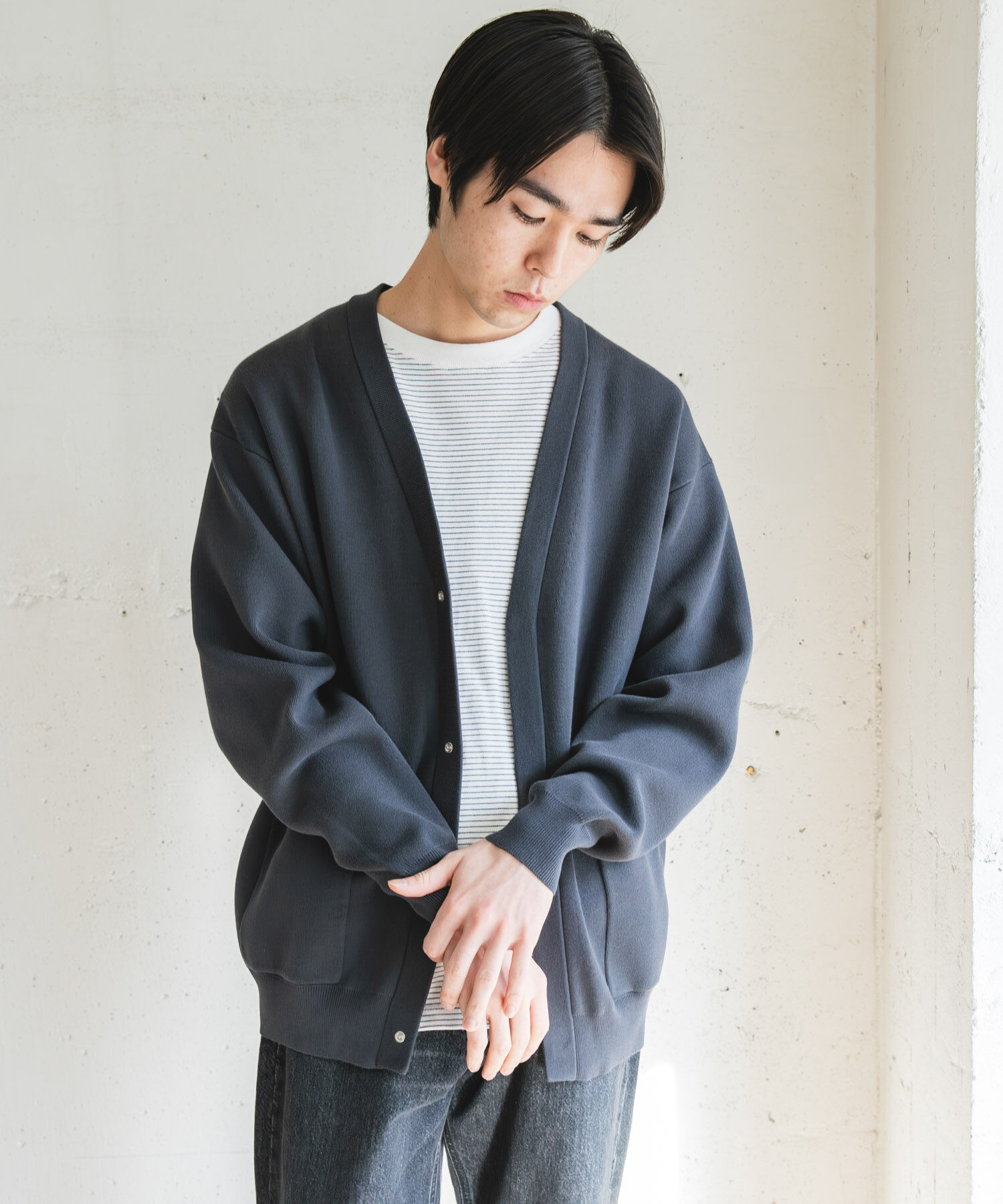 URBAN RESEARCH DOORS「『UR TECH Renew Knit』Vネックカーディガン」|カーディガン|