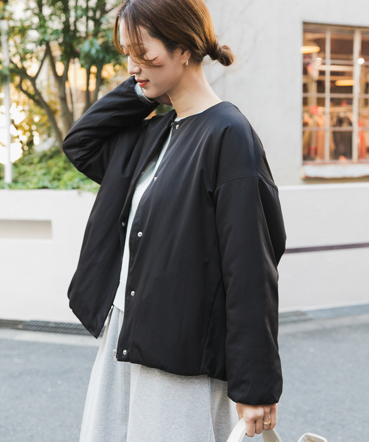 URBAN RESEARCH DOORS「撥水中綿ノーカラーコート」|ノーカラーコート|