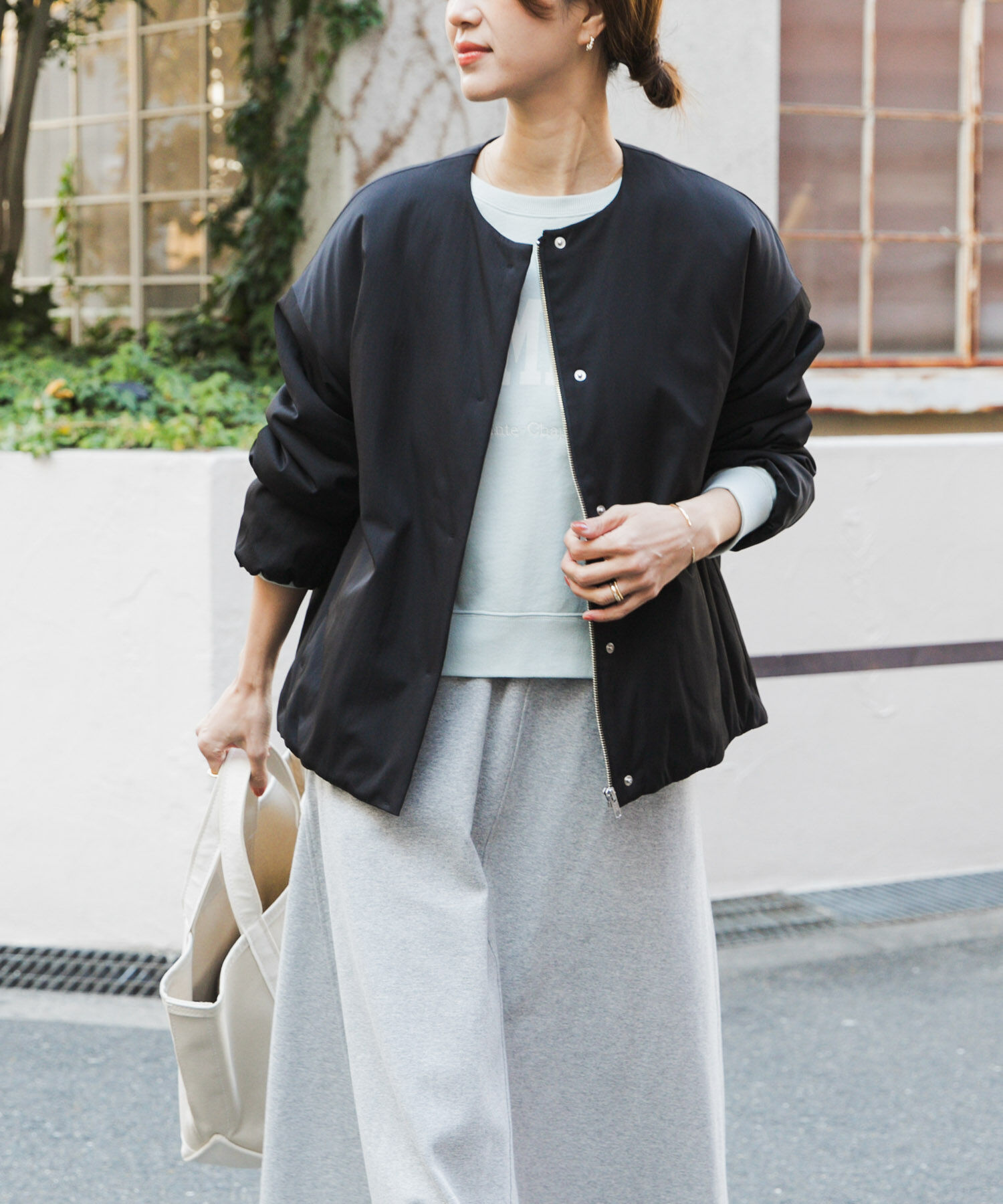 URBAN RESEARCH DOORS「撥水中綿ノーカラーコート」|ノーカラーコート|