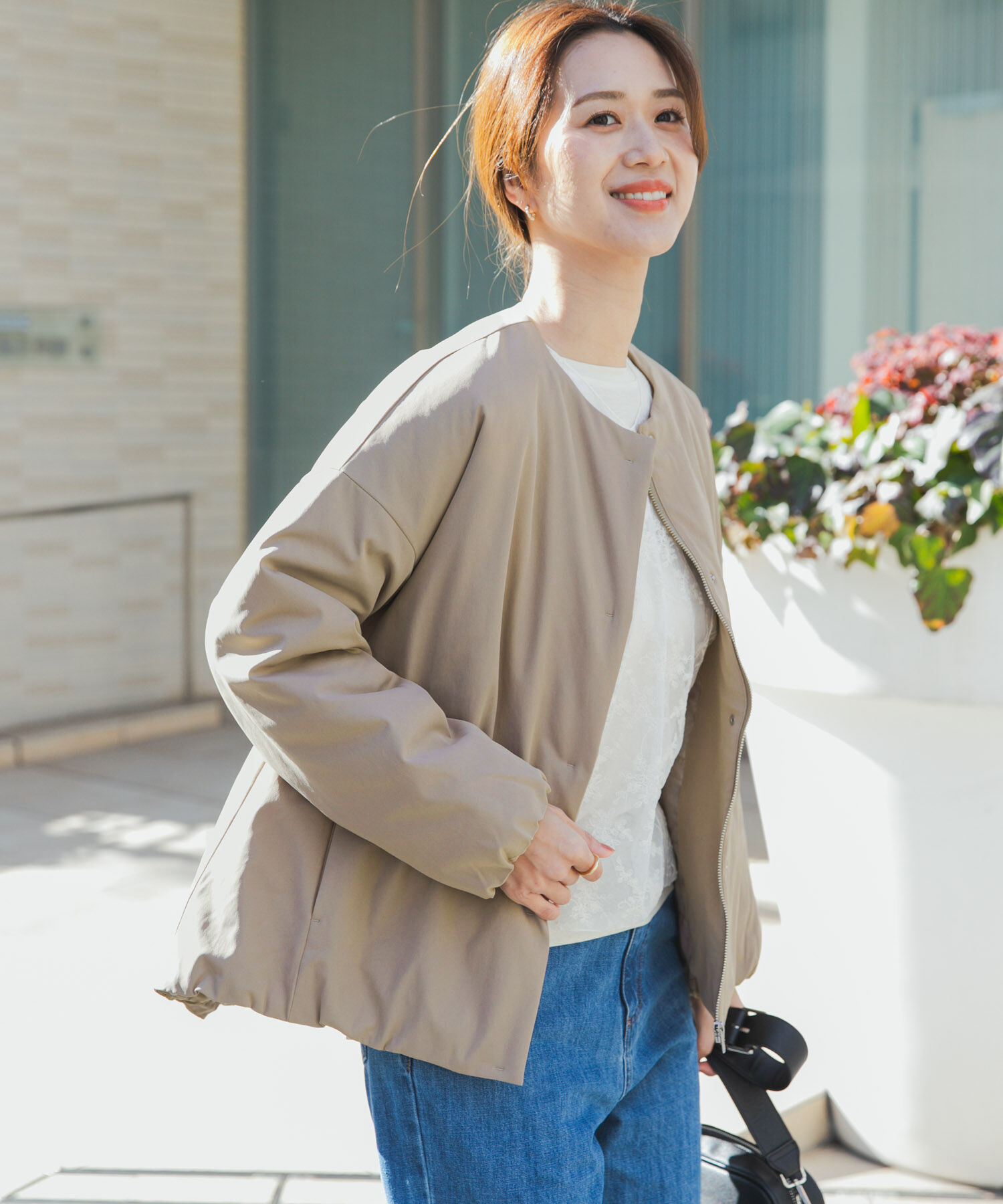 URBAN RESEARCH DOORS「撥水中綿ノーカラーコート」|ノーカラーコート|