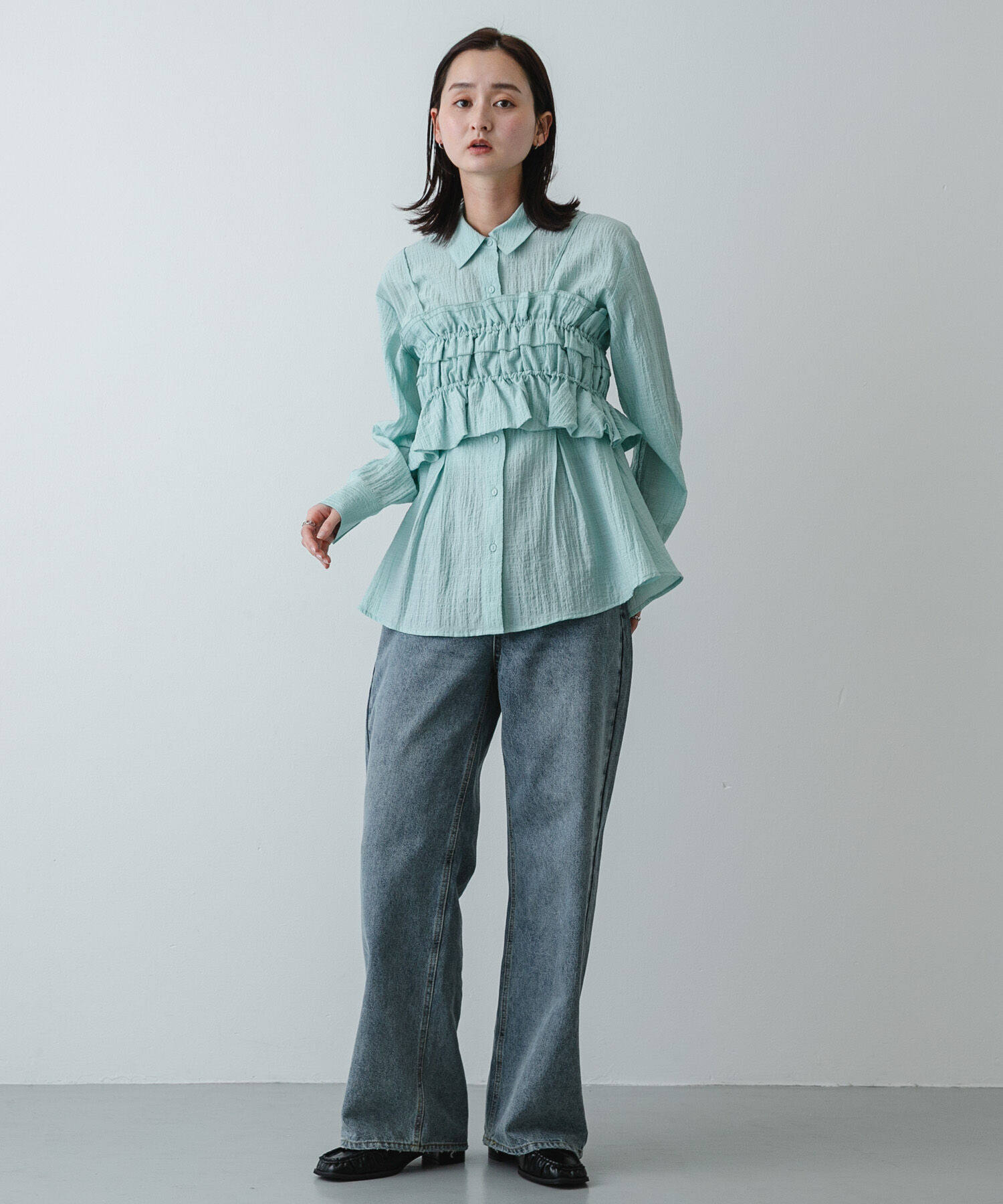 SENSE OF PLACE by URBAN RESEARCH「シャーリングビスチェセットシャツ」|Tシャツ・カットソー|