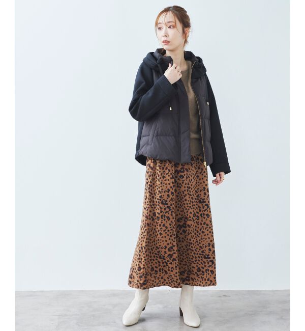 le.coeur blanc「レオパードサテンフレアスカート」|フレア|