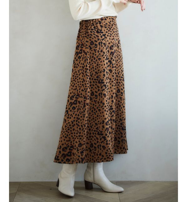 le.coeur blanc「レオパードサテンフレアスカート」|フレア|