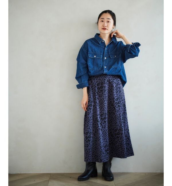 le.coeur blanc「レオパードサテンフレアスカート」|フレア|