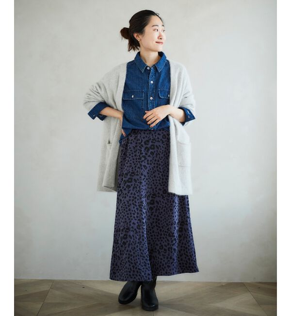 le.coeur blanc「レオパードサテンフレアスカート」|フレア|