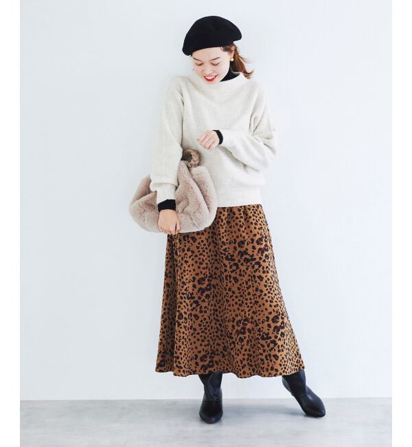 le.coeur blanc「レオパードサテンフレアスカート」|フレア|