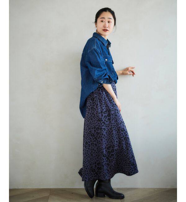 le.coeur blanc「レオパードサテンフレアスカート」|フレア|