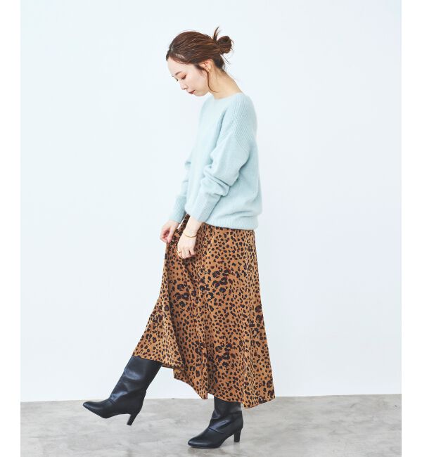 le.coeur blanc「レオパードサテンフレアスカート」|フレア|