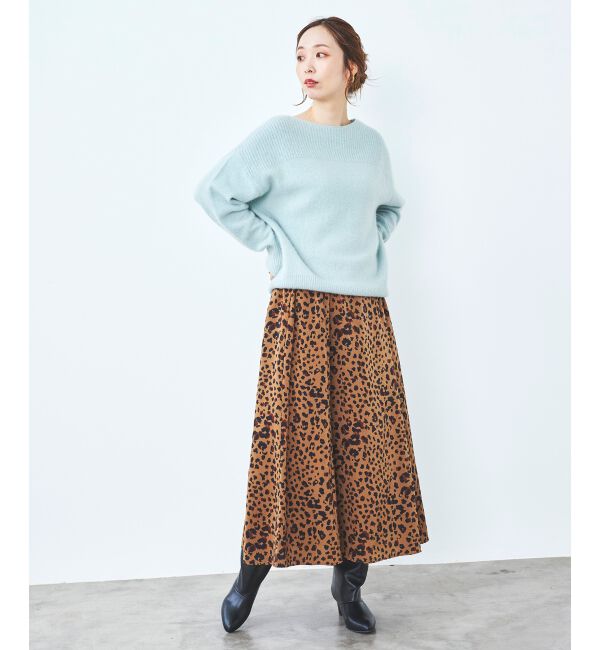 le.coeur blanc「レオパードサテンフレアスカート」|フレア|