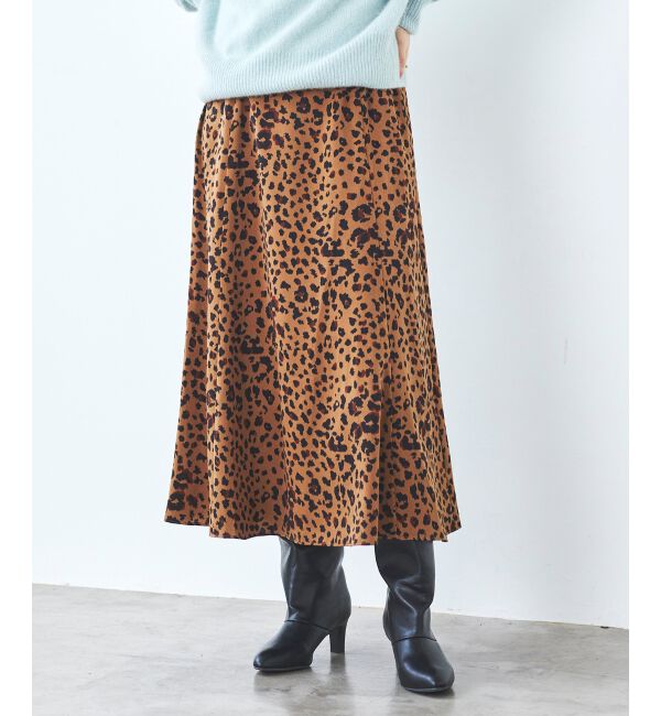 le.coeur blanc「レオパードサテンフレアスカート」|フレア|