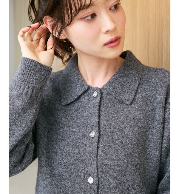  「襟ツキビジューボタンカーディガン」|カーディガン|