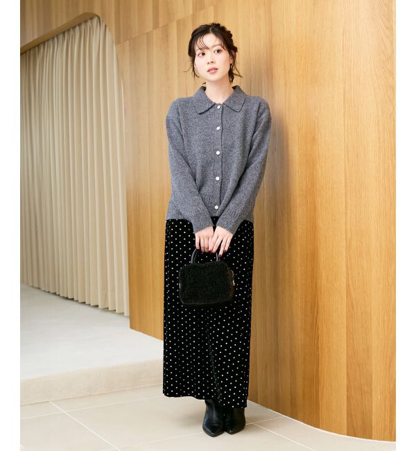  「襟ツキビジューボタンカーディガン」|カーディガン|