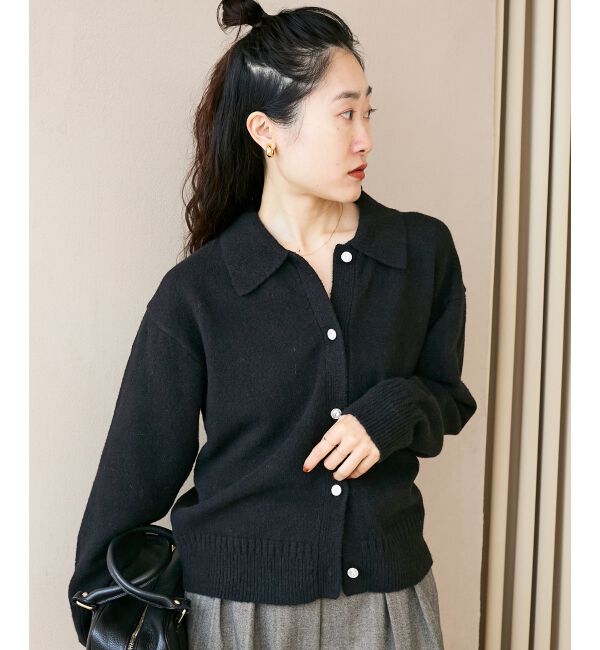  「襟ツキビジューボタンカーディガン」|カーディガン|