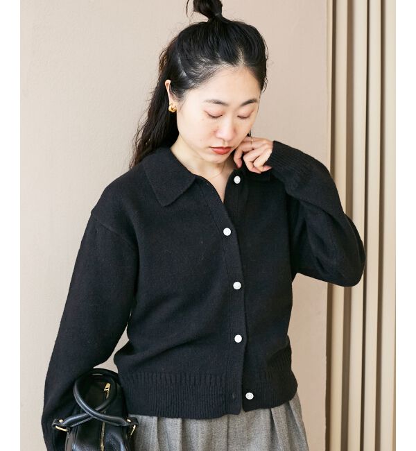  「襟ツキビジューボタンカーディガン」|カーディガン|