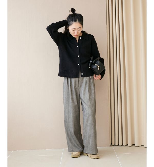  「襟ツキビジューボタンカーディガン」|カーディガン|