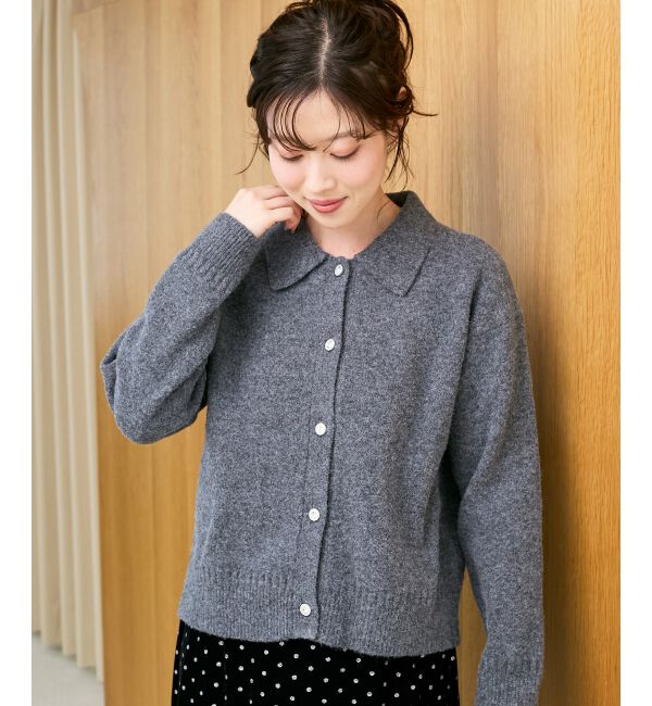  「襟ツキビジューボタンカーディガン」|カーディガン|