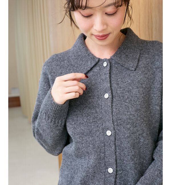  「襟ツキビジューボタンカーディガン」|カーディガン|